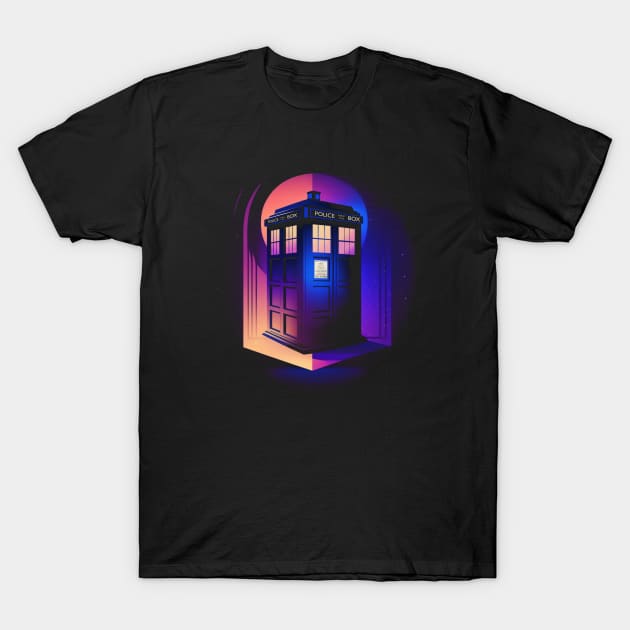 Synthwave Tardis T-Shirt by NeonOverdrive